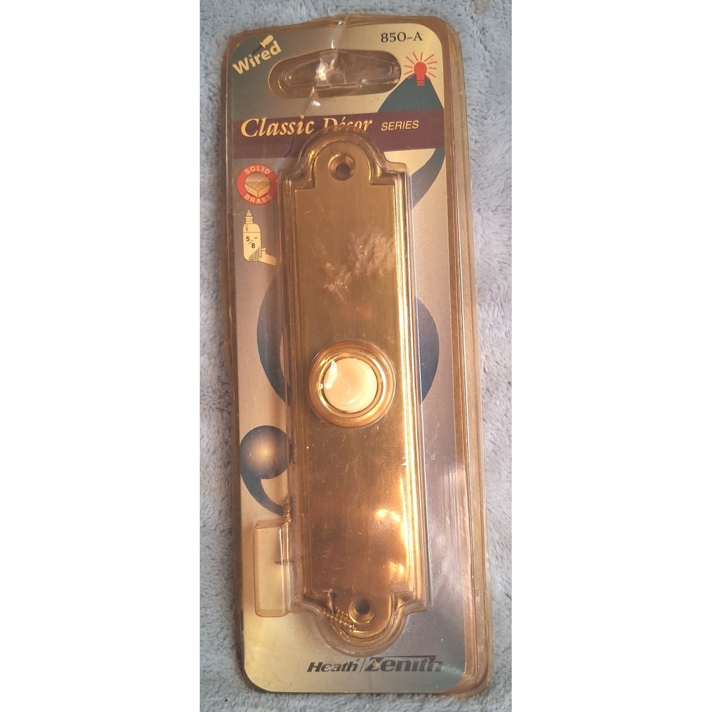 Heath Zenith 850-A Classic Decor Solid Brass Lighted Wired Doorbell Push Button